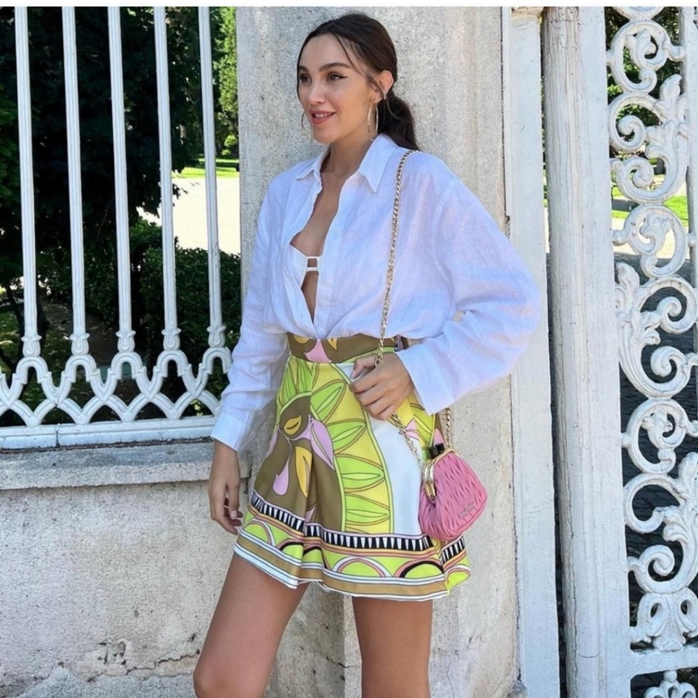 Zara  printed pucci style mini skort high rise Size XS
